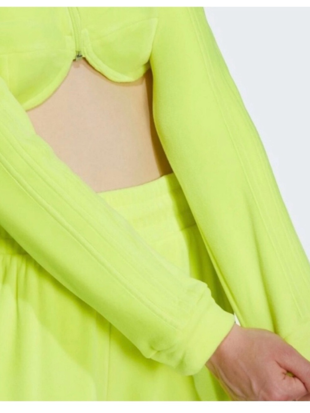 Adidas Jeremy Scott neon Cropped Zip Bra Jacket and Matching Skirt Set - Picture 14 of 16